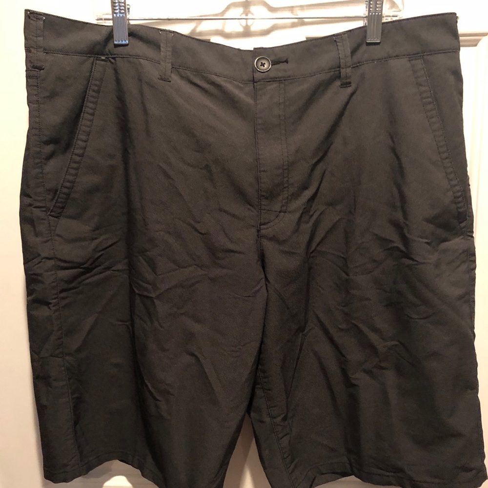 Charcoal , flat front poly shorts